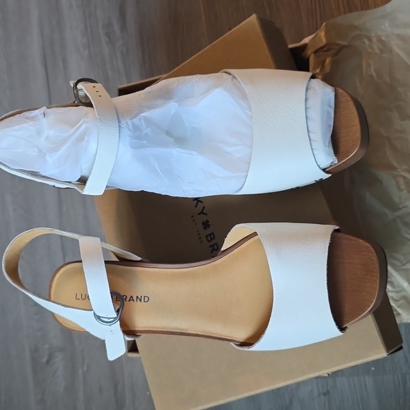 Lucky BRAND Lk-zashti Wedge Women's Sz 10m Angora Vegetable Tumbled Leather - Picture 7 of 8